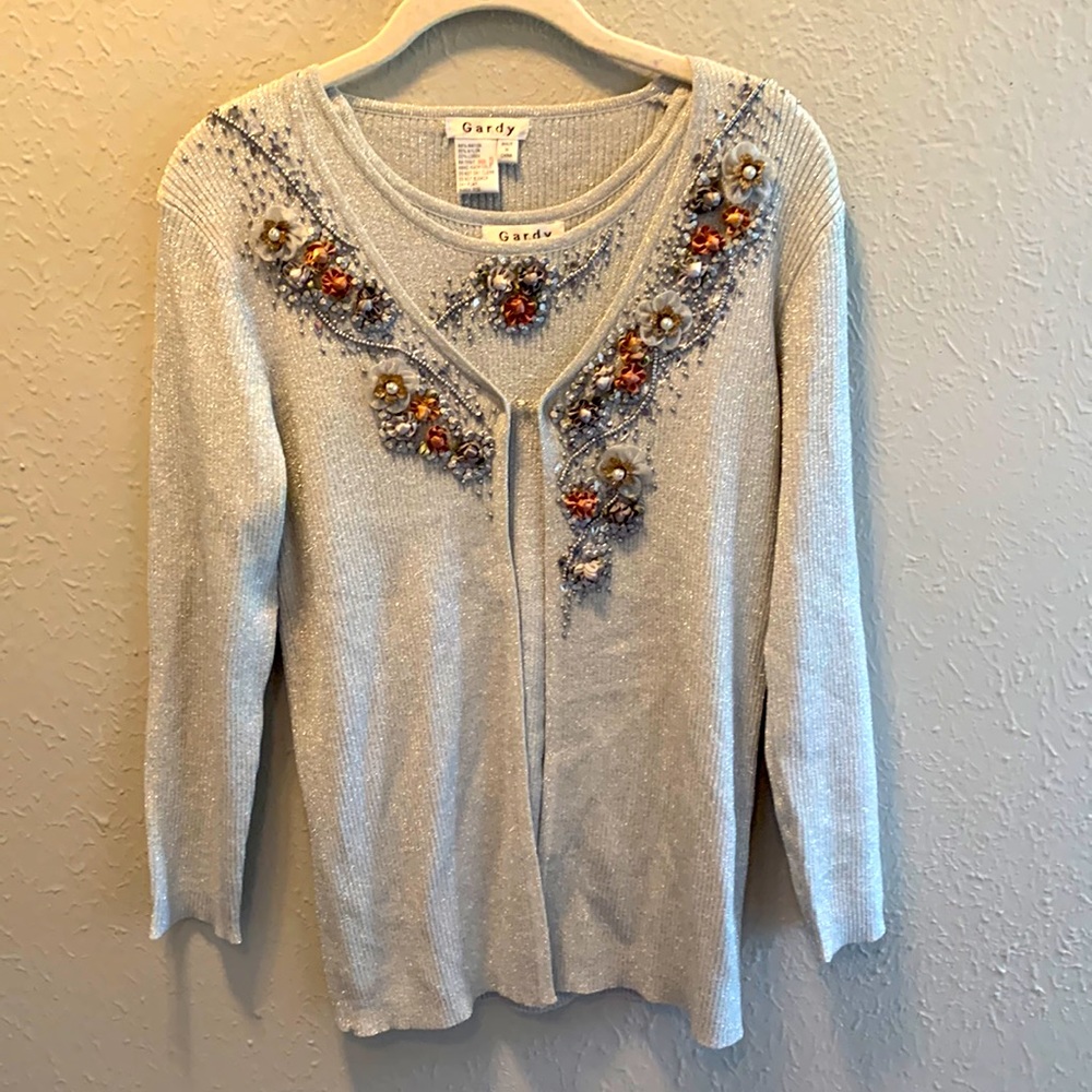 Gardy 2 Piece Cardigan Sweater Top Tank Top Boho Style Women’s Size Small
